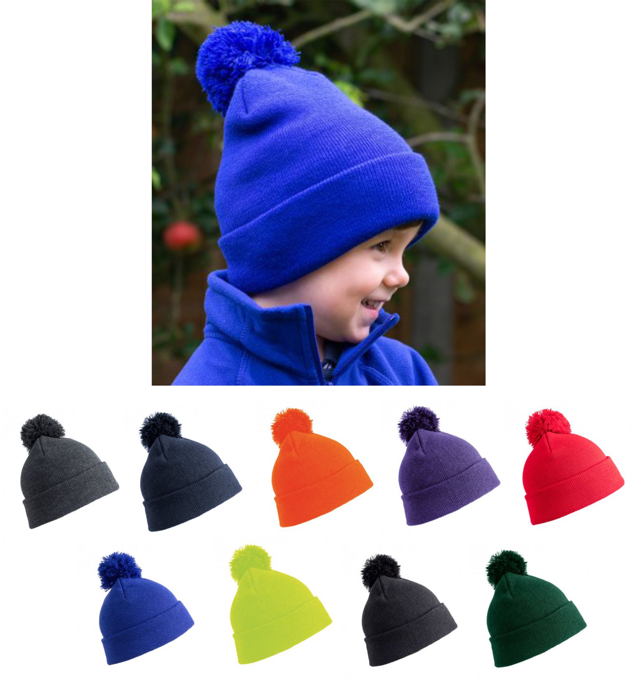 RC028b Result Winter Essentials Kids Pom Pom Beanie  RC028b Result Winter Essentials Kids Pom Pom Beanie